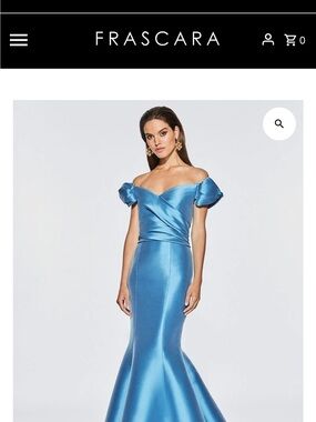 FRASCARA | Off-The-Shoulders Satin Mermaid Gown in Bright Blue